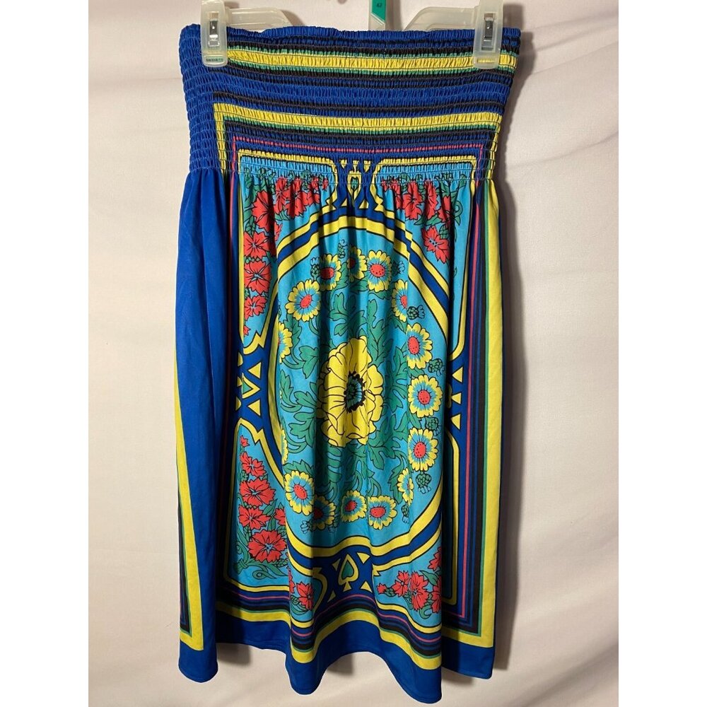 5th Culture Boho Hippy Strapless‎ Sundress Dress Womens Size Large Floral Short